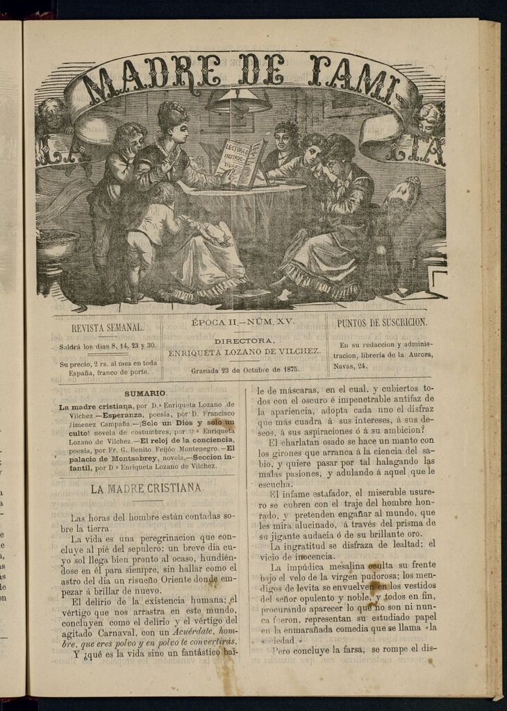 Miniatura de Madre de Familia : revista semanal del 23 de octubre de 1875