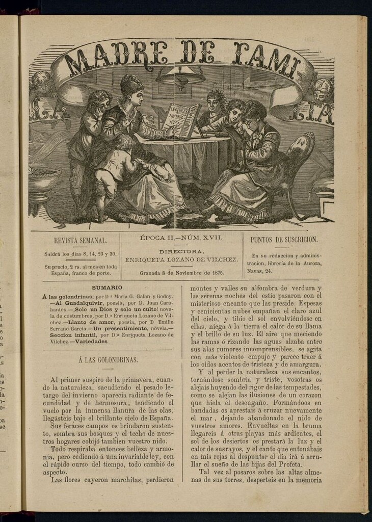 Miniatura de Madre de Familia : revista semanal del 8 de noviembre de 1875