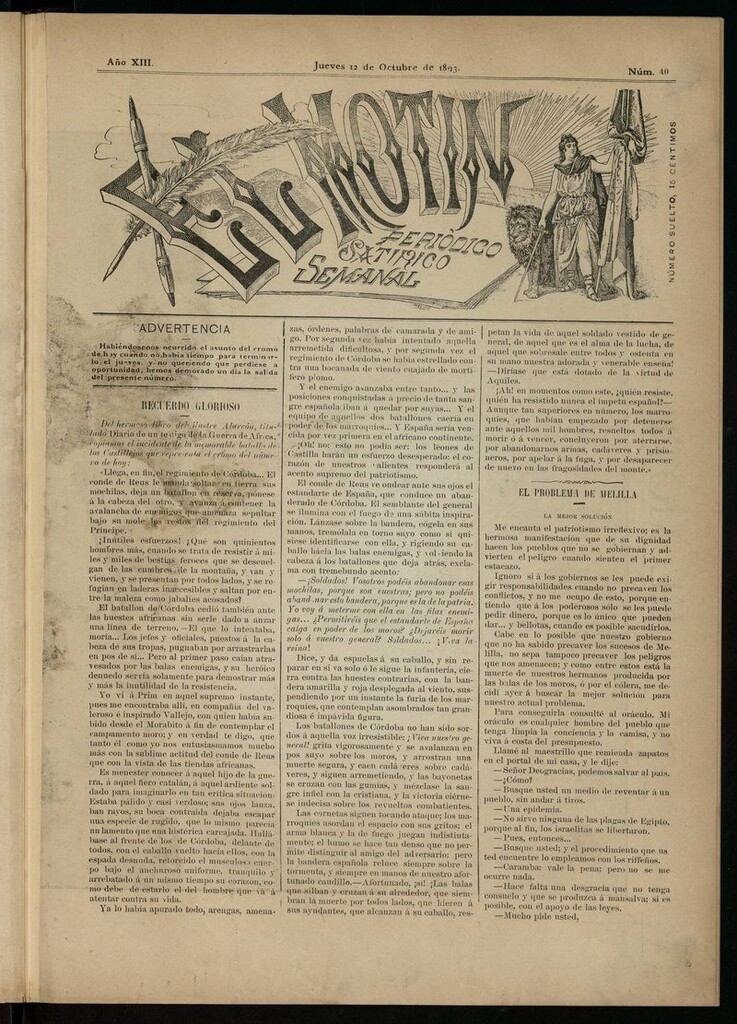 Miniatura de El Motín: periódico satírico semanal del 12 de Octubre de 1893
