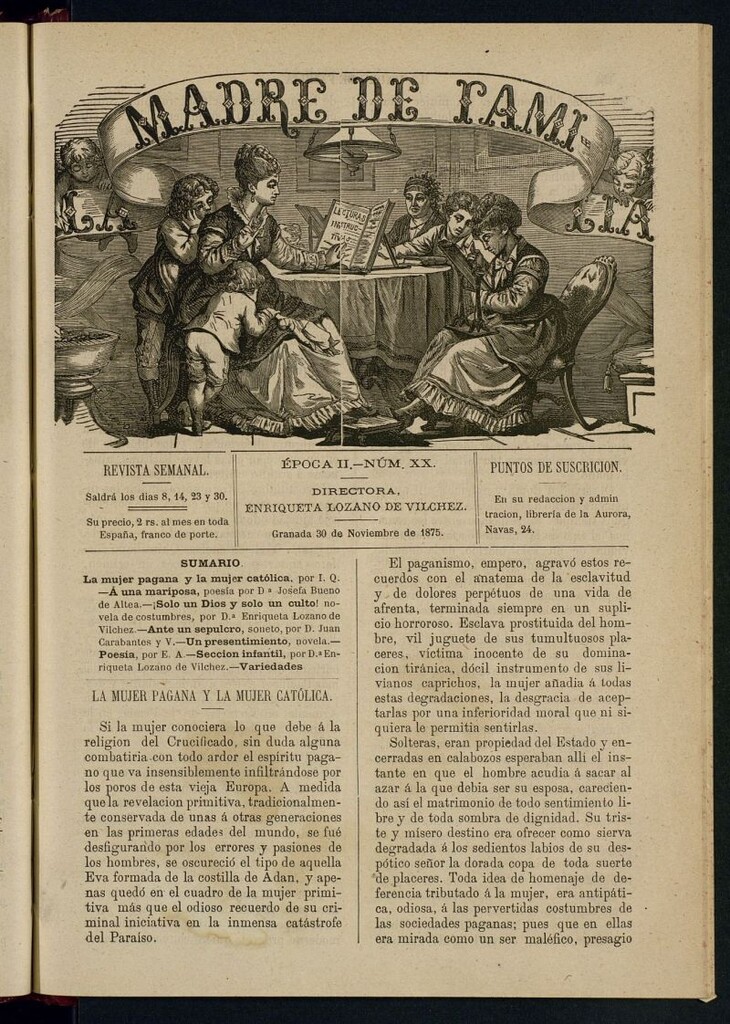 Miniatura de Madre de Familia : revista semanal del 30 de noviembre de 1875