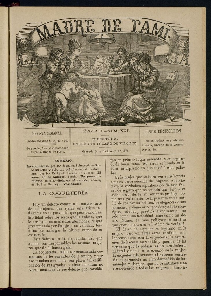 Miniatura de Madre de Familia : revista semanal del 8 de diciembre de 1875