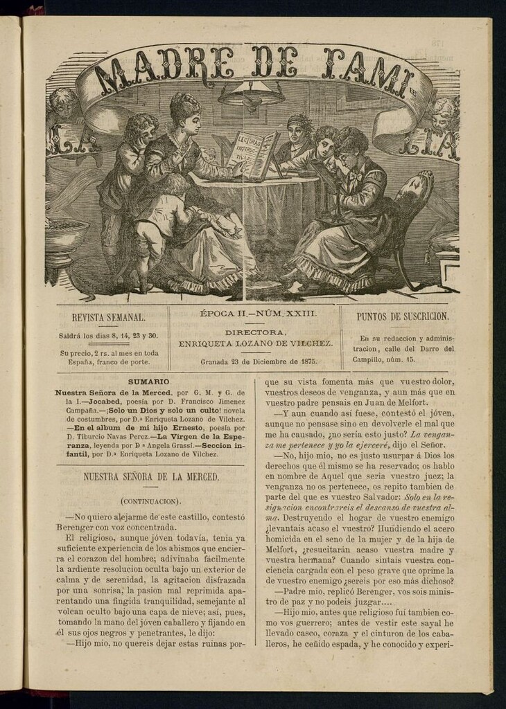 Miniatura de Madre de Familia : revista semanal del 23 de diciembre de 1875
