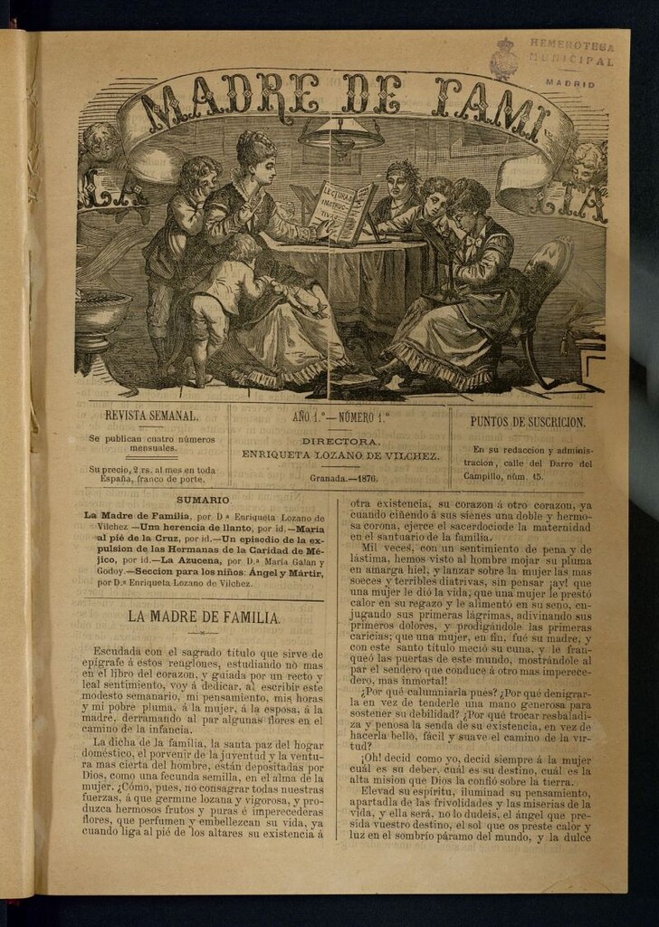 Miniatura de Madre de Familia : revista semanal de 1876, nº 1