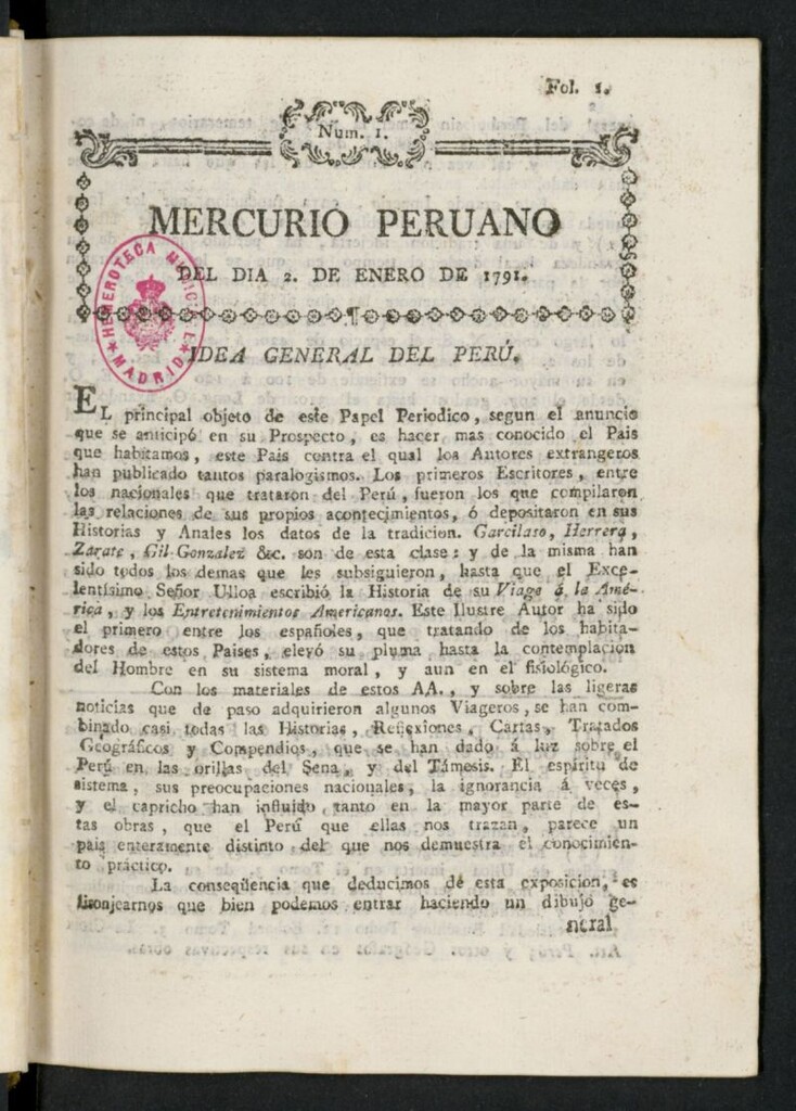 Miniatura de Mercurio Peruano de Historia, Literatura y Noticias Públicas