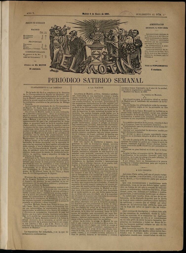Miniatura de El Motín: periódico satírico semanal del 8 de enero de 1885