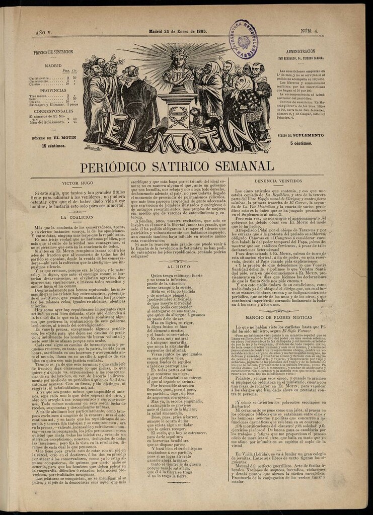 Miniatura de El Motín: periódico satírico semanal del 25 de enero de 1885