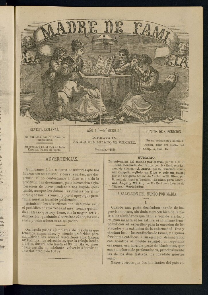 Miniatura de Madre de Familia : revista semanal de 1876, nº 6