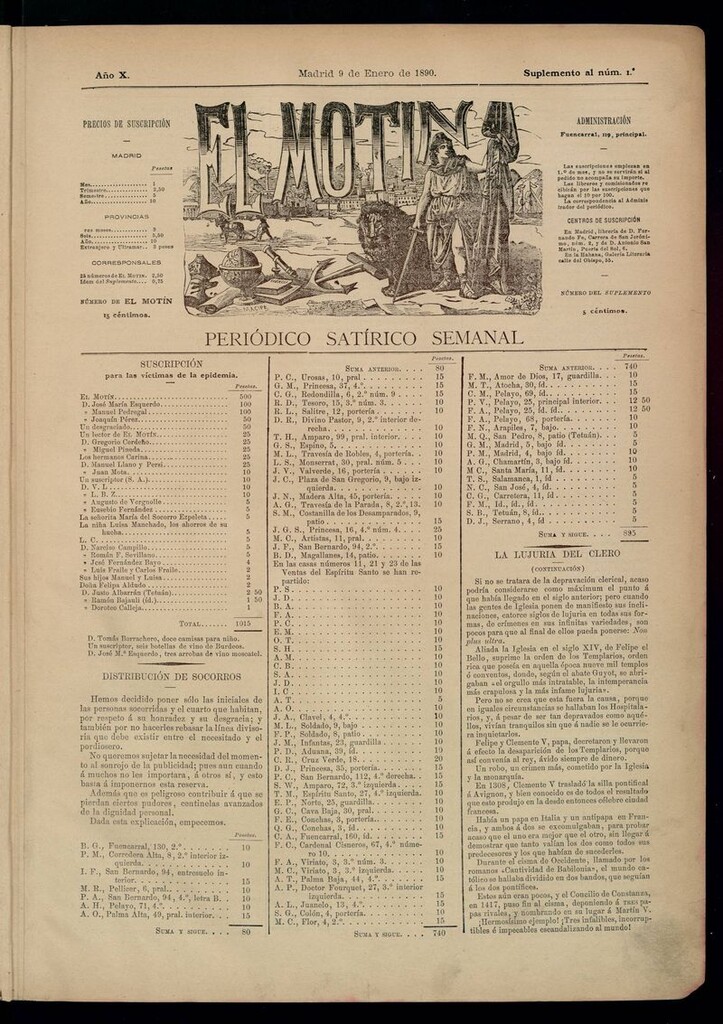 Miniatura de El Motín: periódico satírico semanal 9 de Enero de 1890