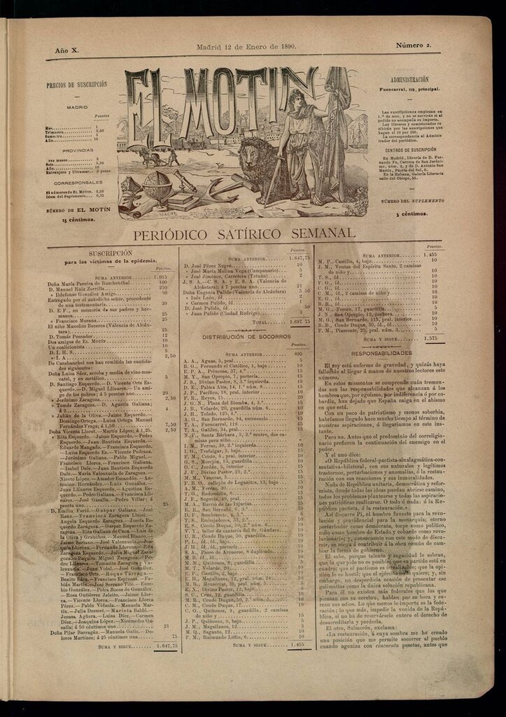 Miniatura de El Motín: periódico satírico semanal 12 de Enero de 1890