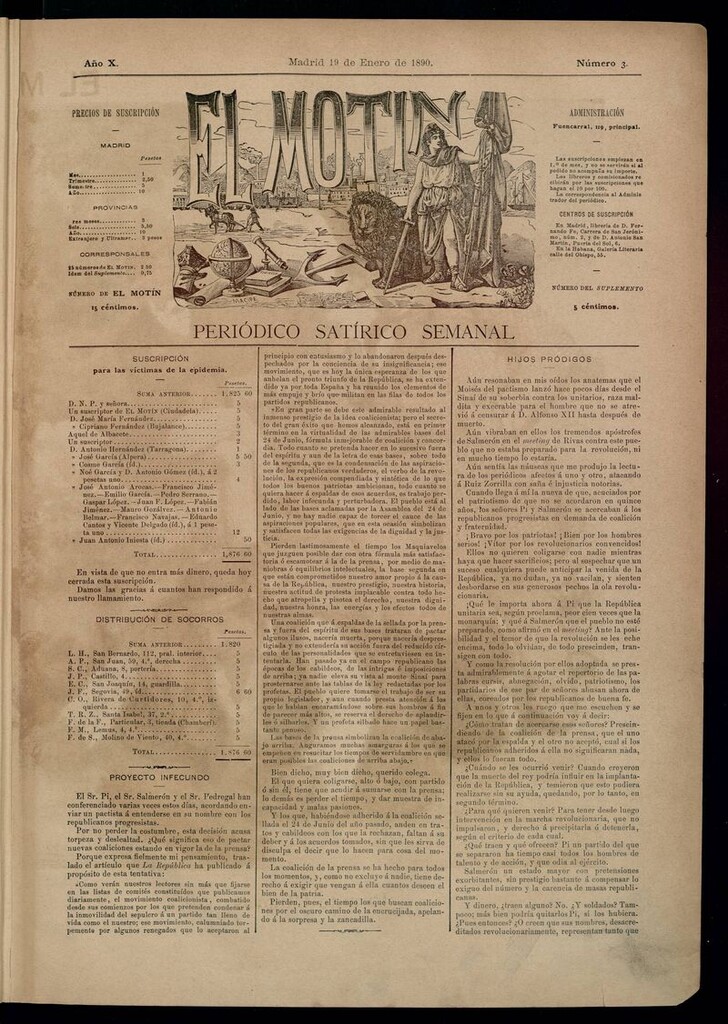 Miniatura de El Motín: periódico satírico semanal 19 de Enero de 1890