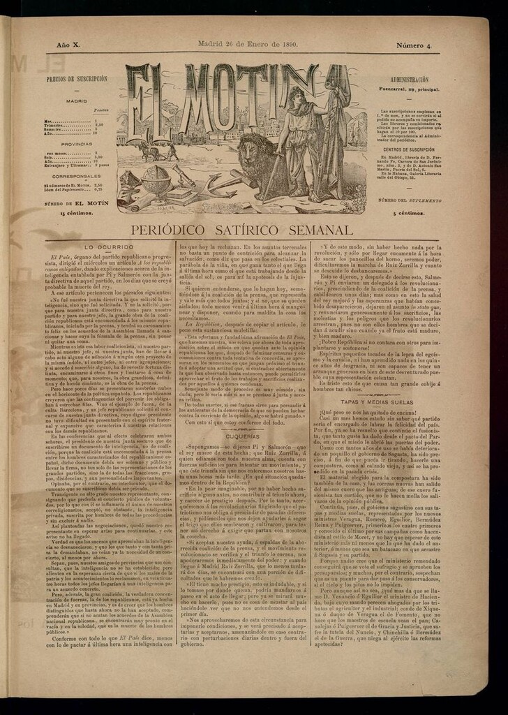 Miniatura de El Motín: periódico satírico semanal 26 de Enero de 1890