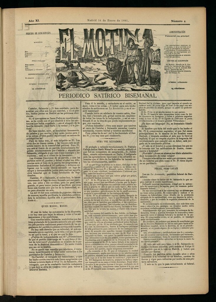 Miniatura de El Motín: periódico satírico semanal del 14 de enero de 1891