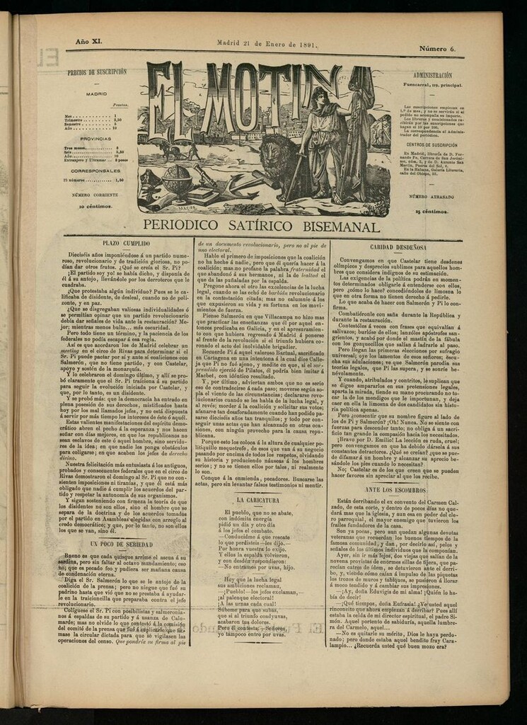Miniatura de El Motín: periódico satírico semanal del 21 de enero de 1891
