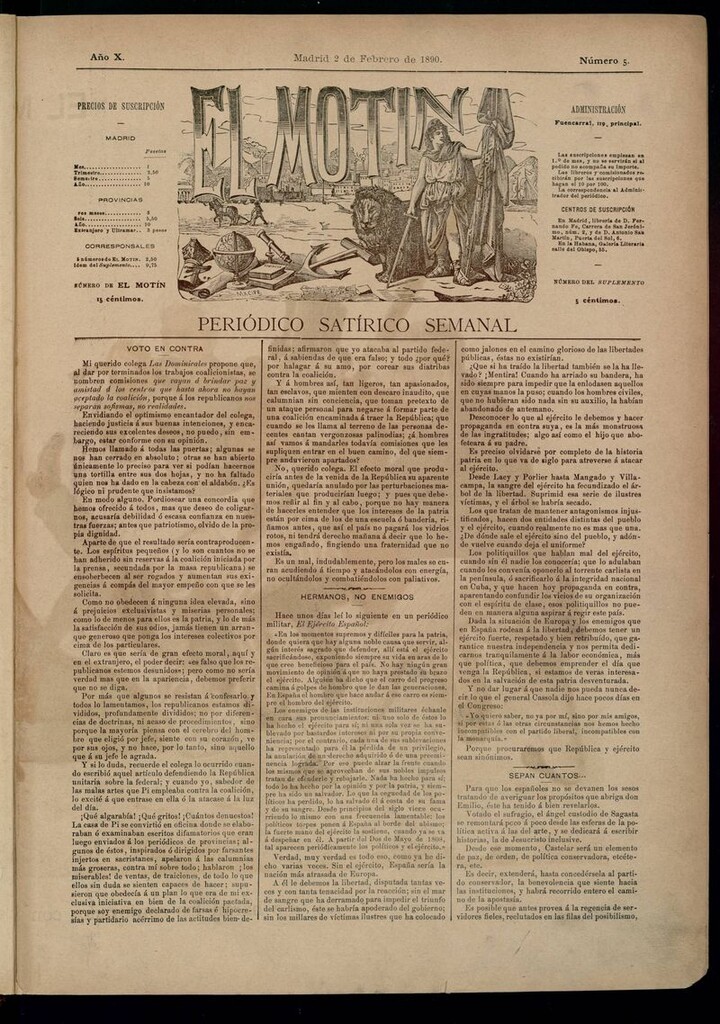 Miniatura de El Motín: periódico satírico semanal 2 de Febrero de 1890