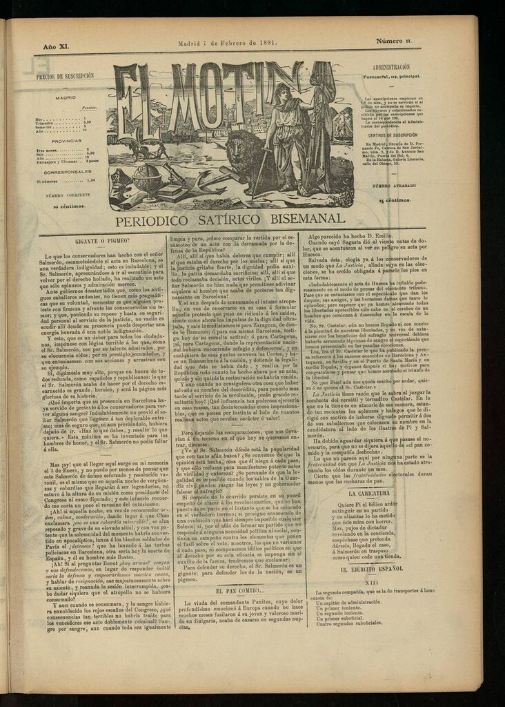 Miniatura de El Motín: periódico satírico semanal del 7 de febrero de 1891