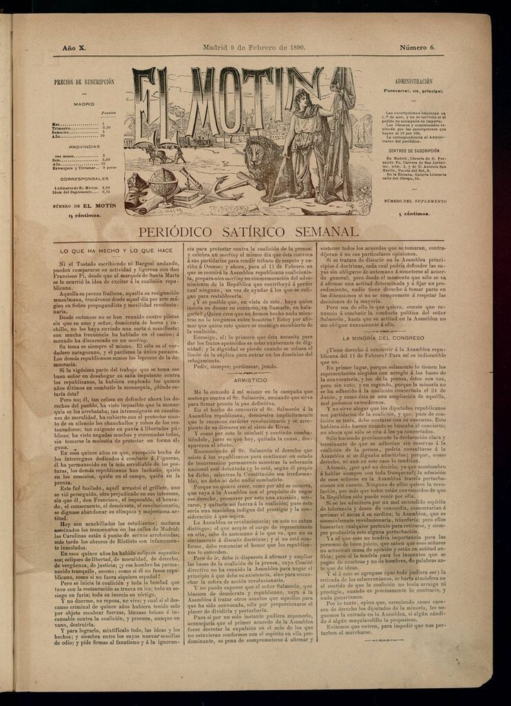 Miniatura de El Motín: periódico satírico semanal 9 de Febrero de 1890