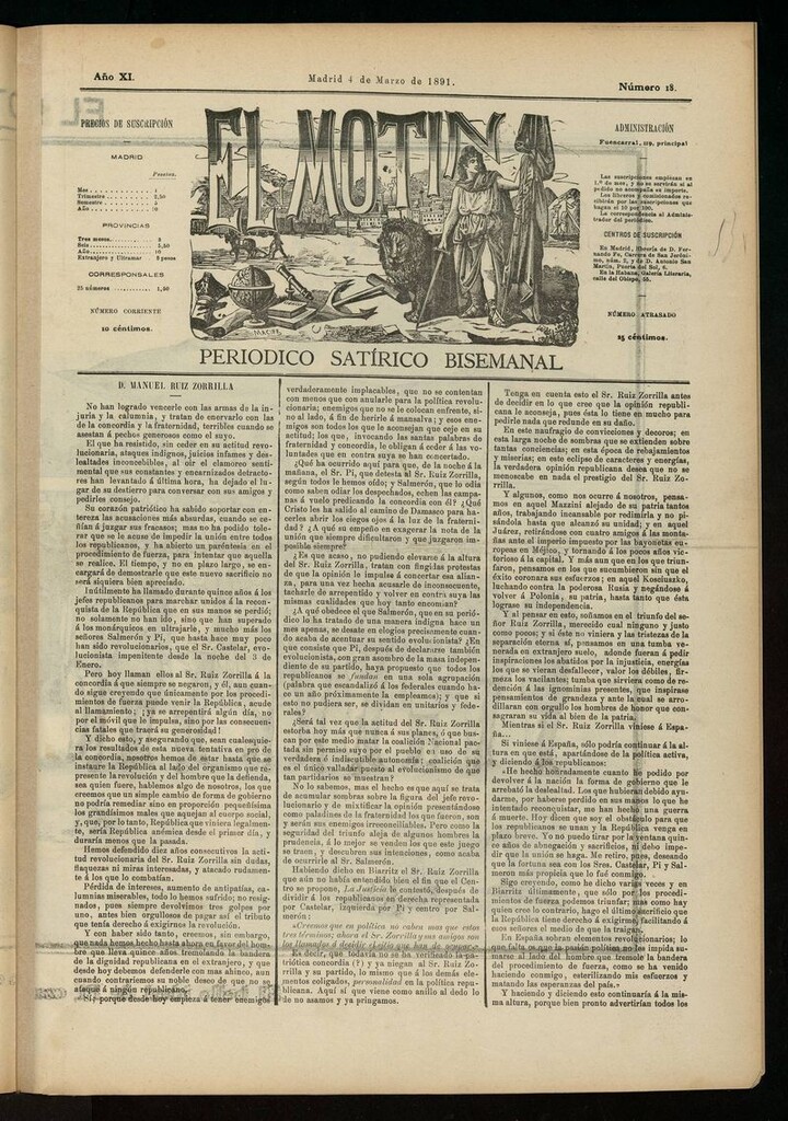 Miniatura de El Motín: periódico satírico semanal del 4 de marzo de 1891