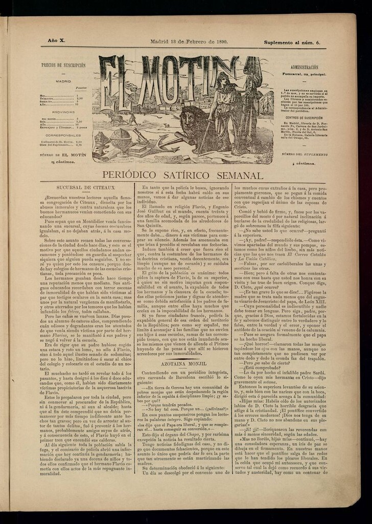 Miniatura de El Motín: periódico satírico semanal 13 de Febrero de 1890