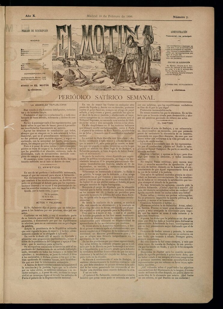 Miniatura de El Motín: periódico satírico semanal 16 de Febrero de 1890