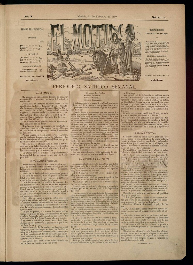 Miniatura de El Motín: periódico satírico semanal 23 de Febrero de 1890