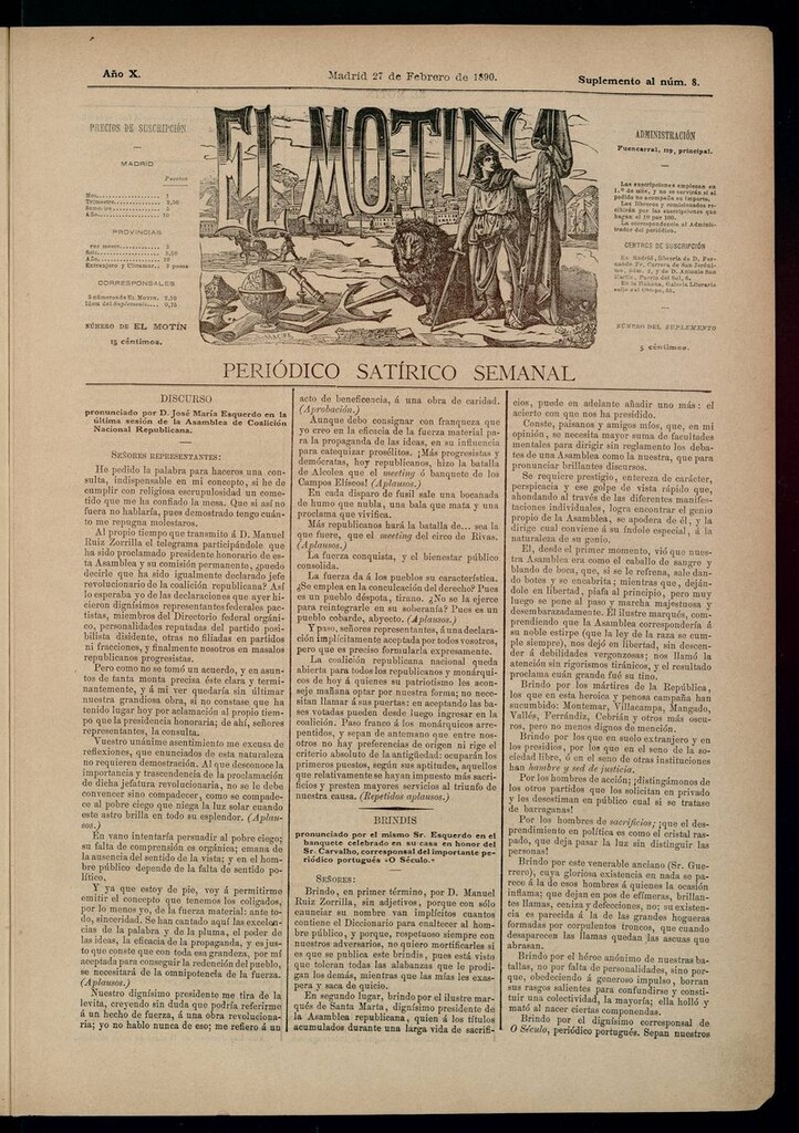 Miniatura de El Motín: periódico satírico semanal 27 de Febrero de 1890