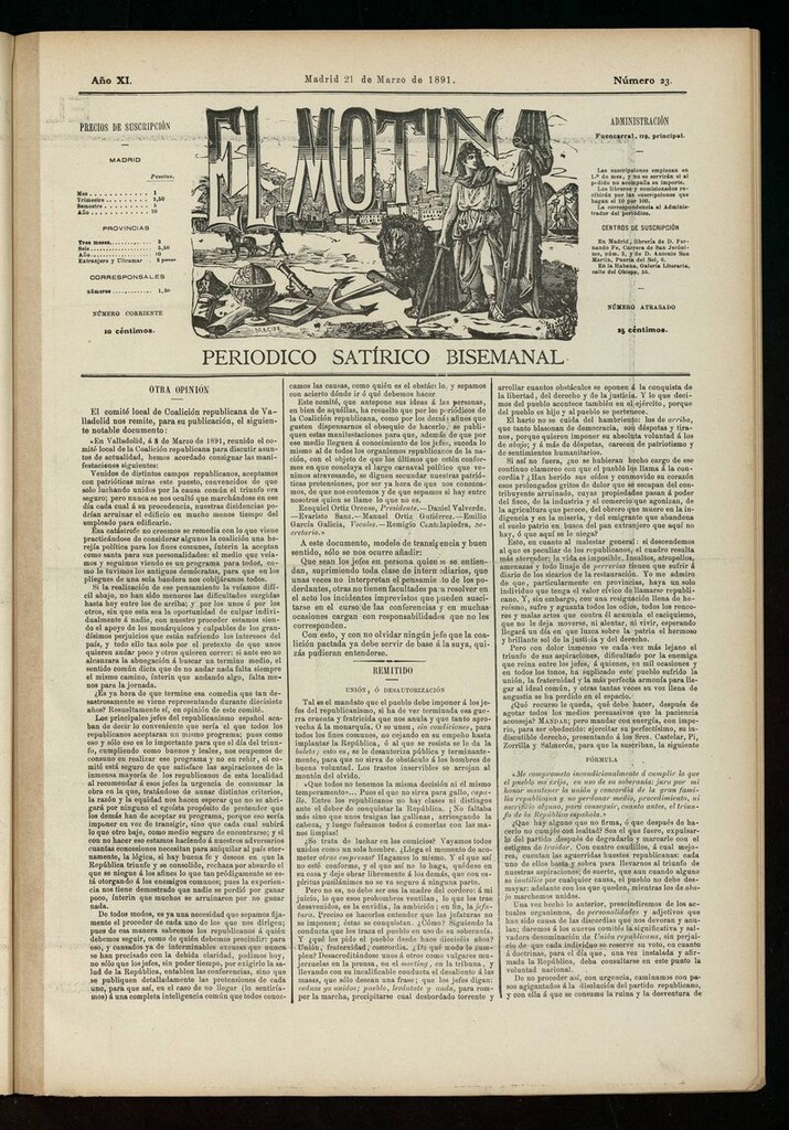 Miniatura de El Motín: periódico satírico semanal del 21 de marzo de 1891