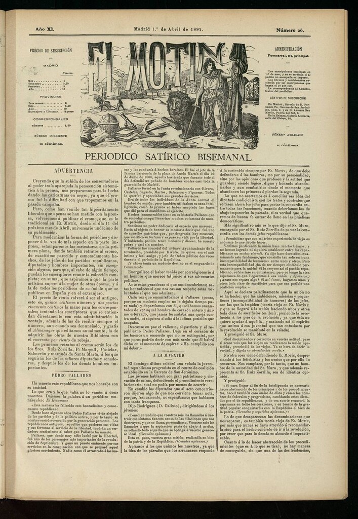 Miniatura de El Motín: periódico satírico semanal del 1 de abril de 1891