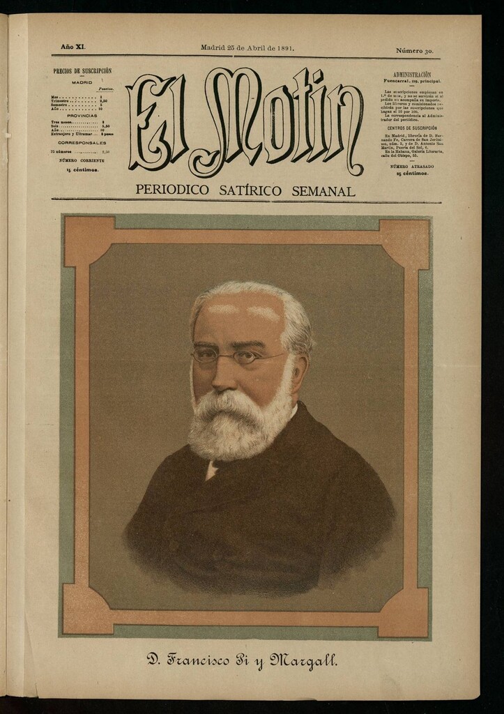 Miniatura de El Motín: periódico satírico semanal del 25 de abril de 1891