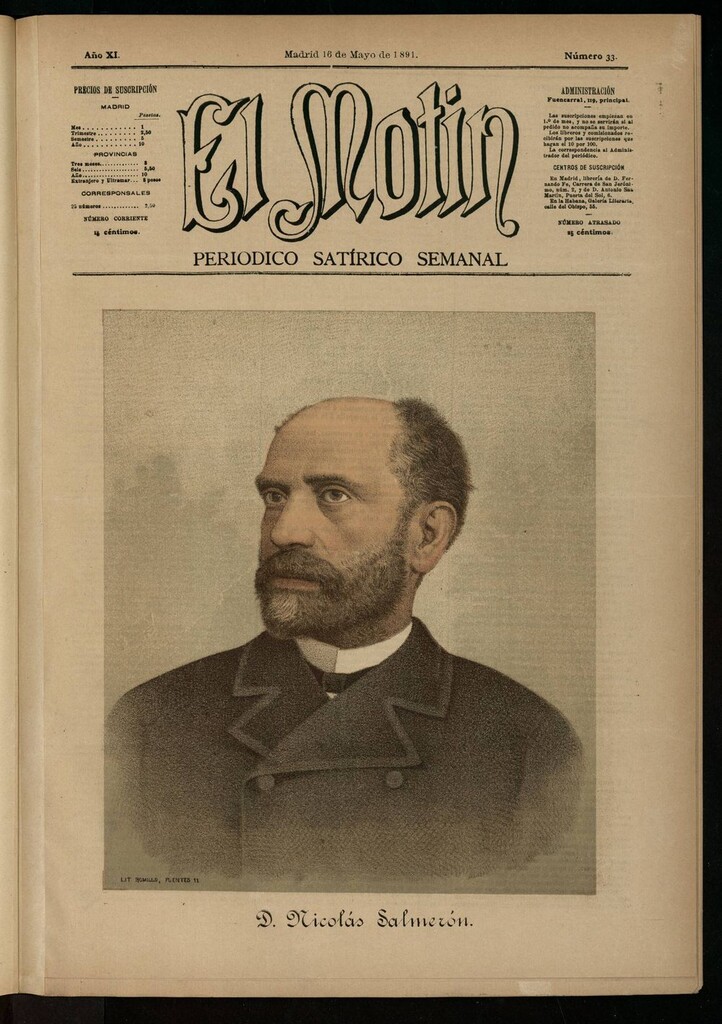 Miniatura de El Motín: periódico satírico semanal del 16 de mayo de 1891