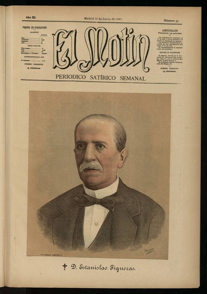 Miniatura de El Motín: periódico satírico semanal del 13 de junio de 1891