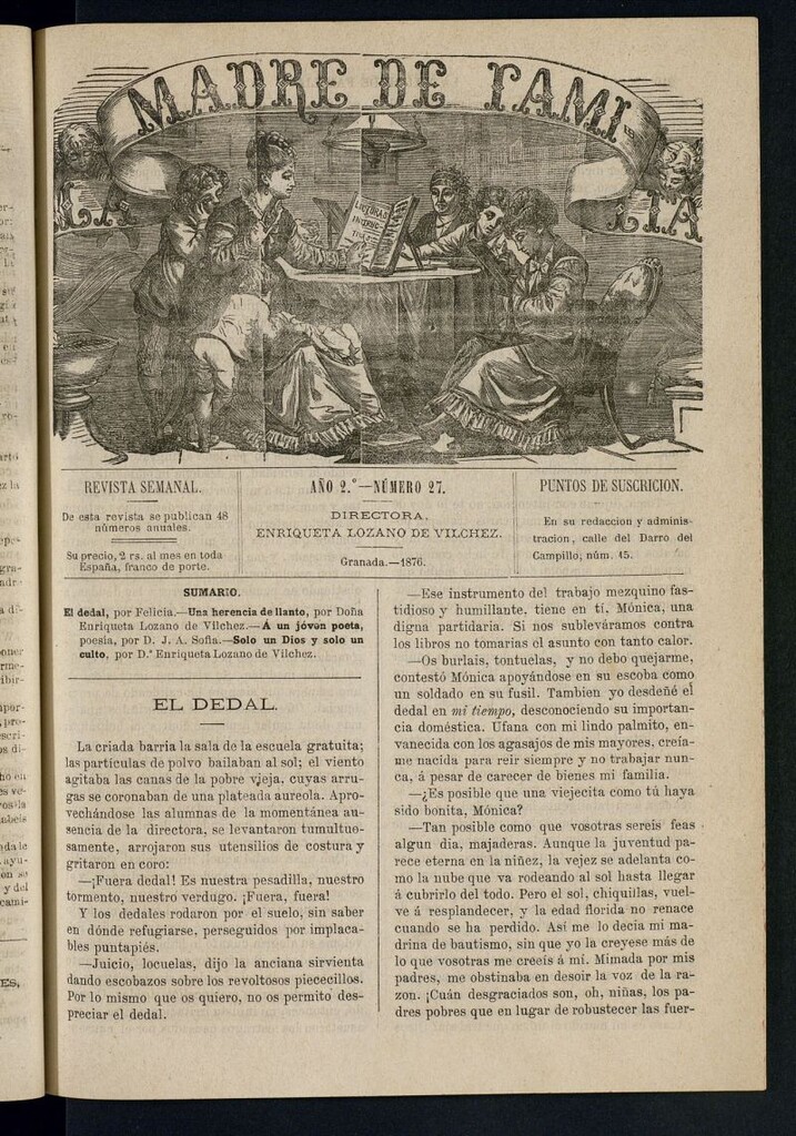 Miniatura de Madre de Familia : revista semanal de 1876, nº 27