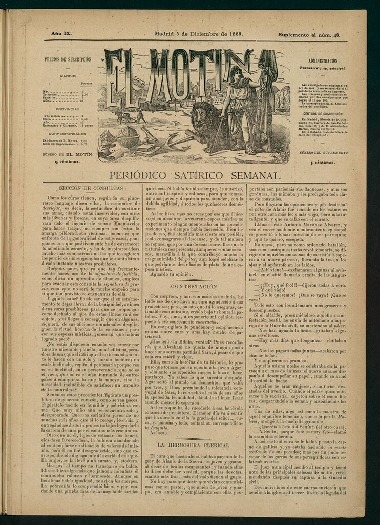 Miniatura de El Motín: periódico satírico del 5 de Diciembre de 1889