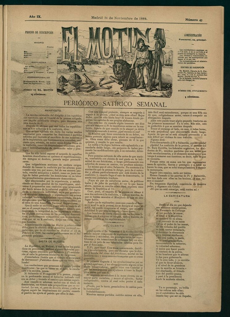 Miniatura de El Motín: periódico satírico del 24 de Noviembre de 1889