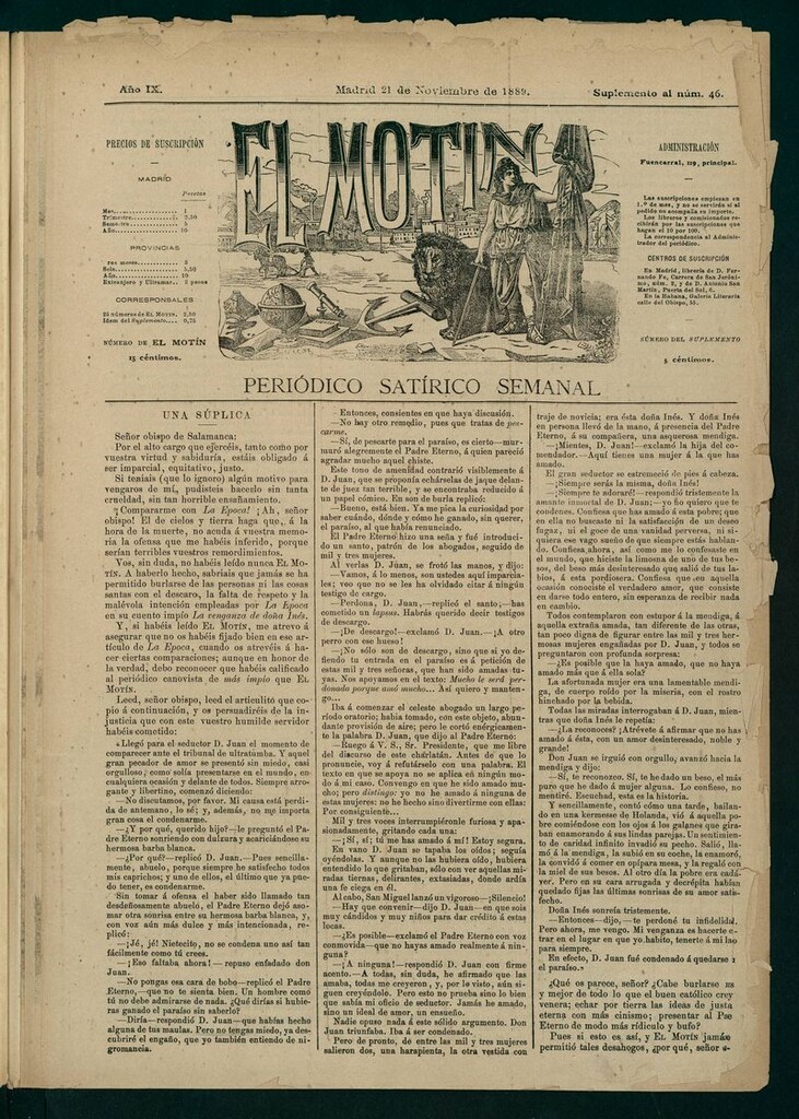 Miniatura de El Motín: periódico satírico del 21 de Noviembre de 1889