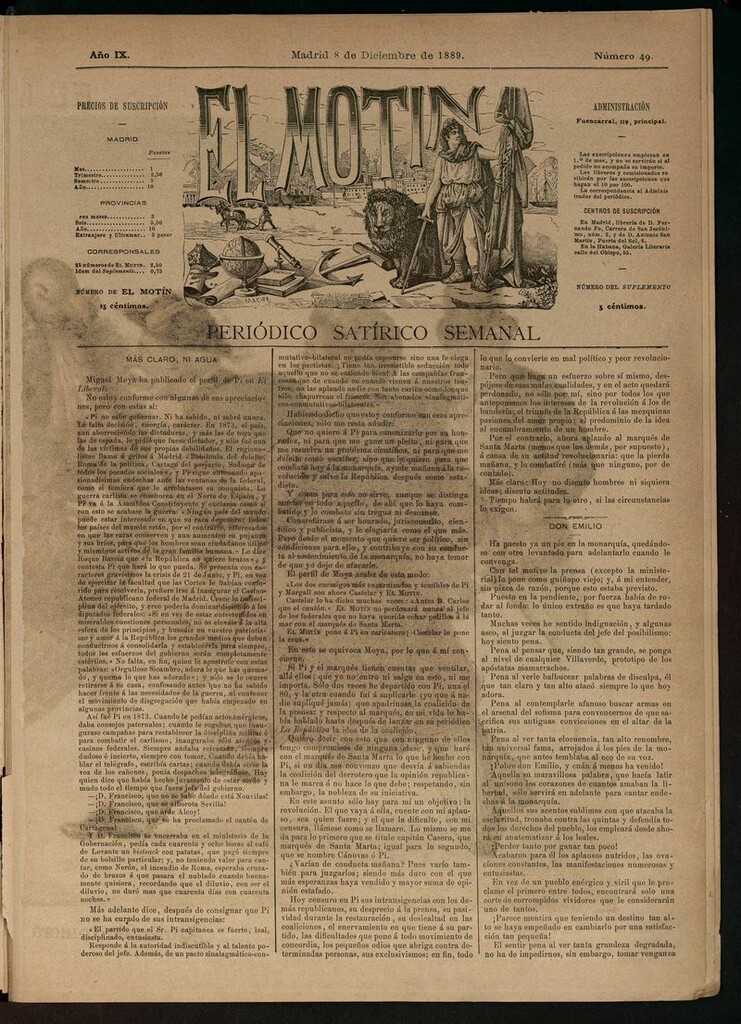 Miniatura de El Motín: periódico satírico del 8 de Diciembre de 1889