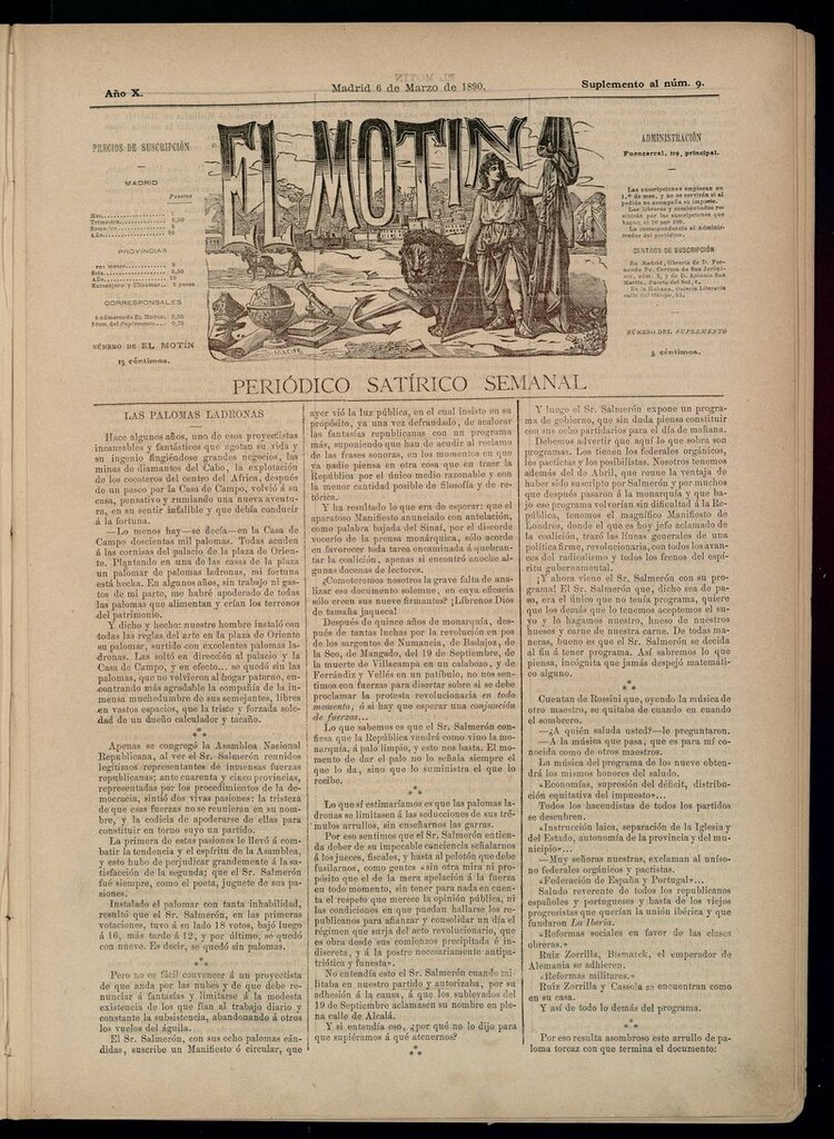Miniatura de El Motín: periódico satírico semanal 6 de Marzo 1890