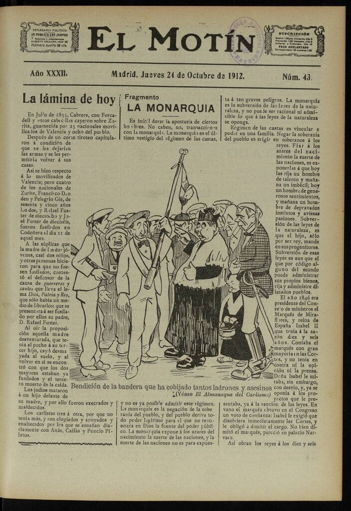 Miniatura de El Motín: periódico satírico semanal del 24 de Octubre de 1912