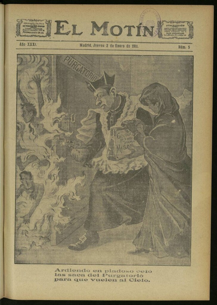 Miniatura de El Motín: periódico satírico semanal del 2 de Febrero de 1911