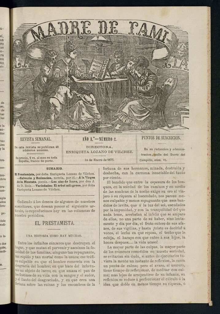 Miniatura de Madre de Familia : revista semanal del 14 de enero de 1877