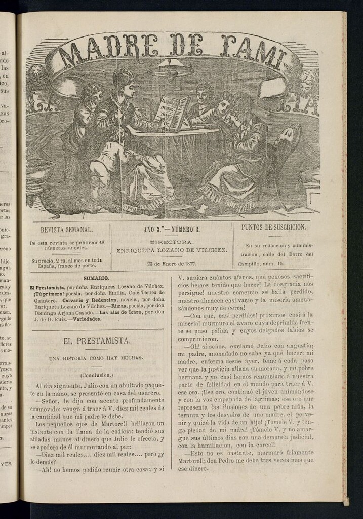 Miniatura de Madre de Familia : revista semanal del 23 de enero de 1877