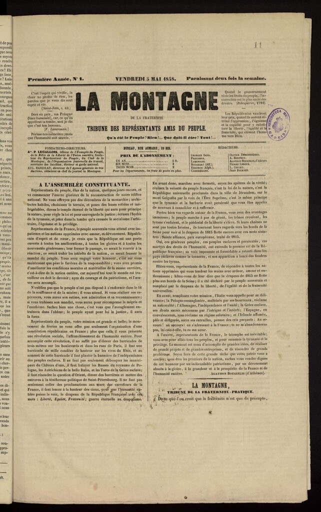 Miniatura de La Montagne de la Fraternité : tribune des représentants amis du peuple