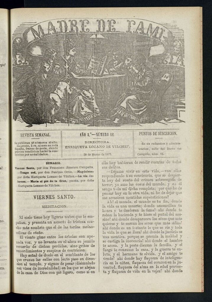 Miniatura de Madre de Familia : revista semanal del 30 de marzo de 1877
