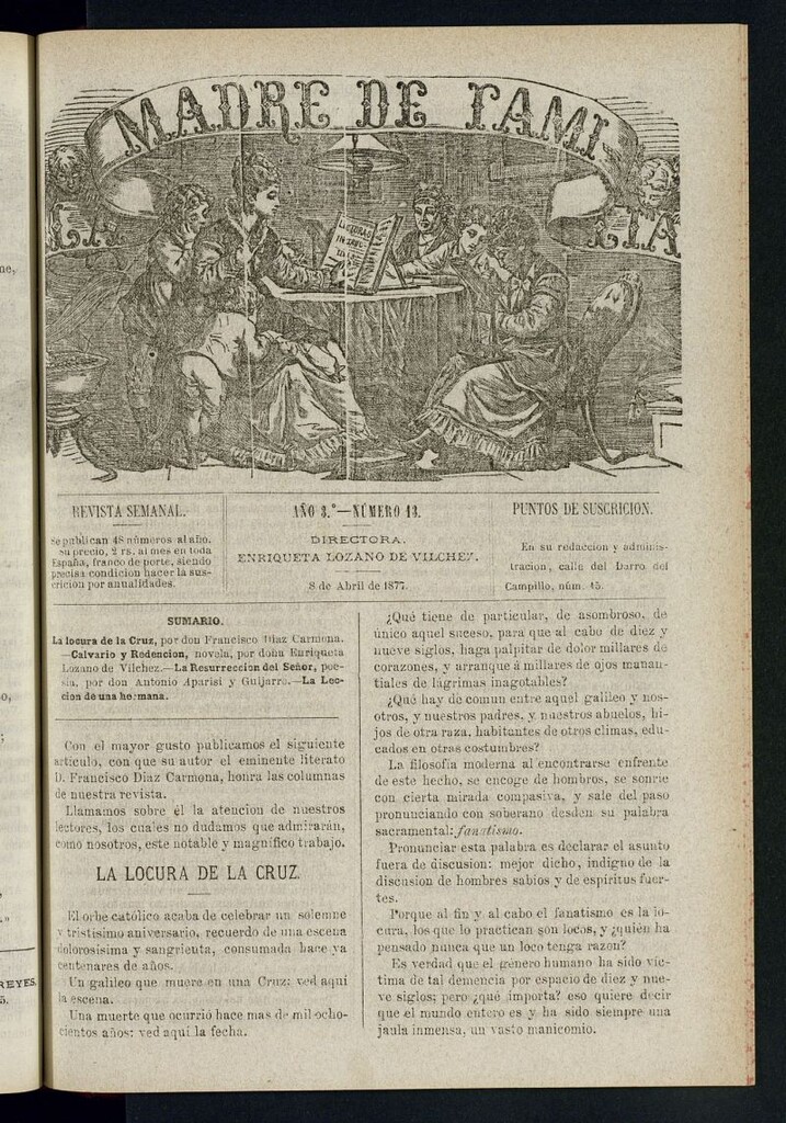 Miniatura de Madre de Familia : revista semanal del 8 de abril de 1877