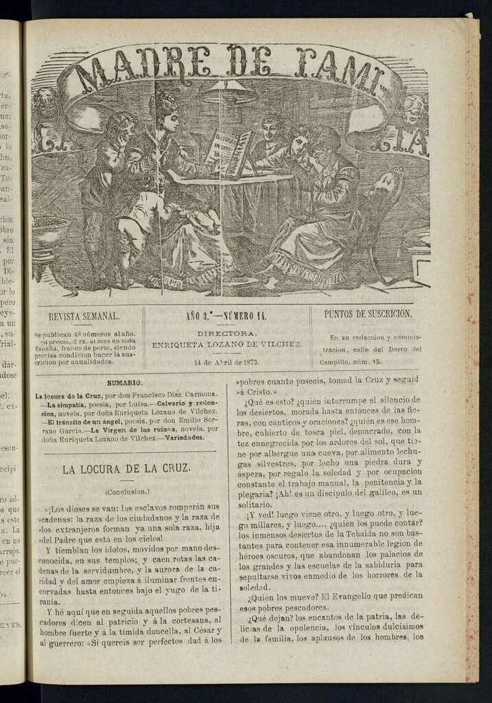 Miniatura de Madre de Familia : revista semanal del 14 de abril de 1877