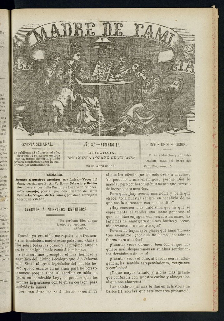 Miniatura de Madre de Familia : revista semanal del 23 de abril de 1877