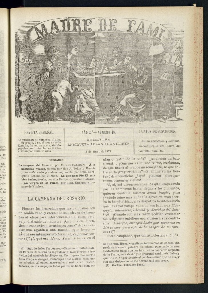Miniatura de Madre de Familia : revista semanal del 14 de mayo de 1877