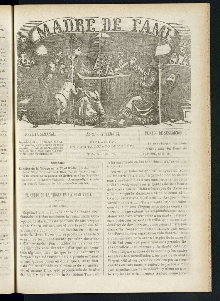 Miniatura de Madre de Familia : revista semanal del 30 de junio de 1877