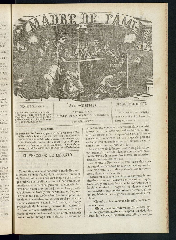 Miniatura de Madre de Familia : revista semanal del 8 de julio de 1877