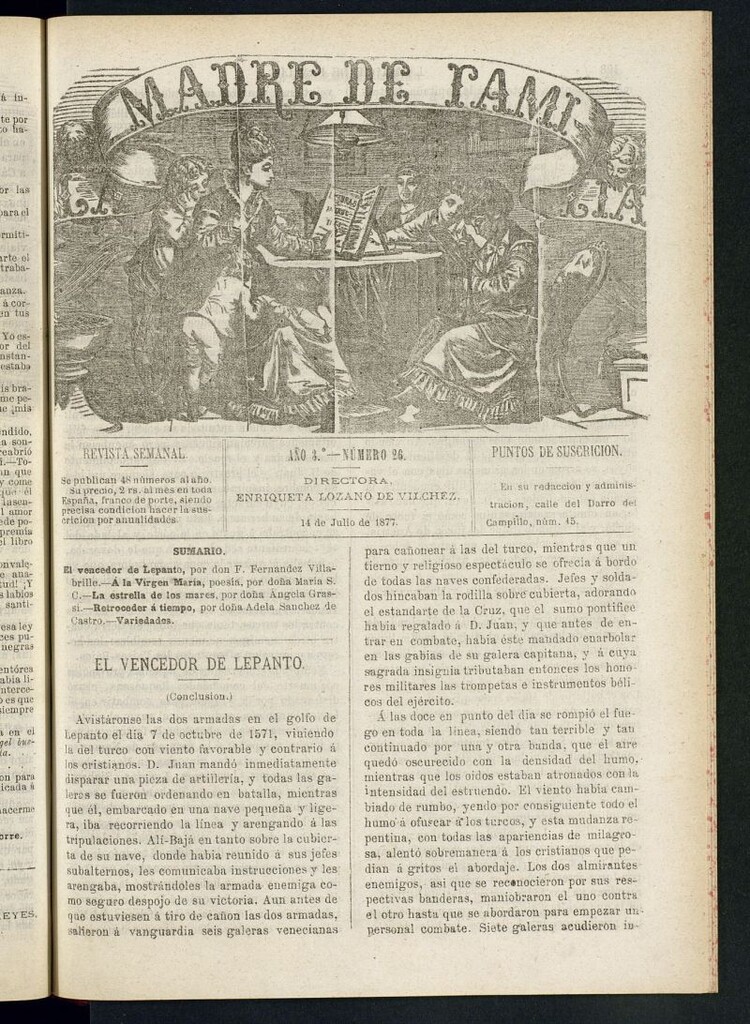 Miniatura de Madre de Familia : revista semanal del 14 de julio de 1877