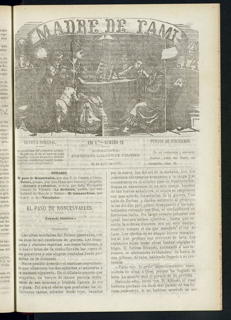 Miniatura de Madre de Familia : revista semanal del 30 de julio de 1877